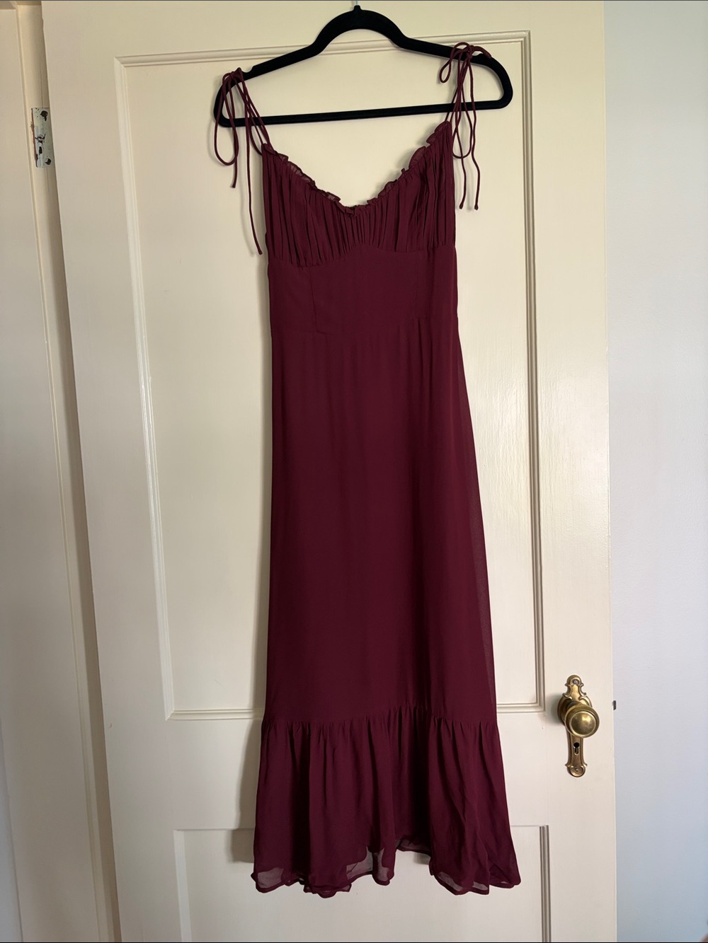 Burgundy reformation Tie-Shoulder Dress. Size 2 like new